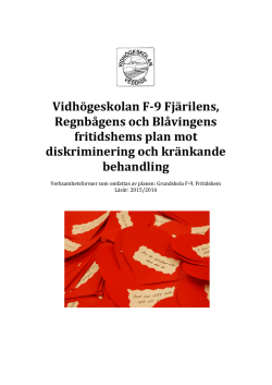 2015-2016 Vidhögeskolans Likabehandlingsplan