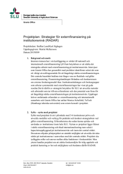 Strategier för externfinansiering på institutionsnivå (RADAR)