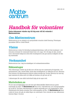 Handbok för volontärer i Mattecentrum