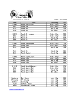 Prislista - Animalis Foder & Tillbehör