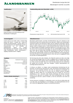 Ålandsbanken Sverige Aktie EUR Månadsrapport november 2015