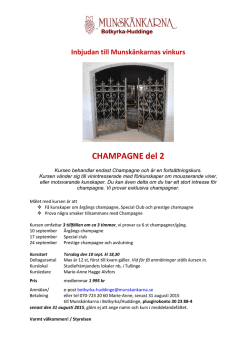 Inbjudan till Munskänkarnas vinkurs Mousserande/Champagne