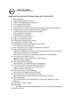 Dagordning för årsmöte med SPF Gillhög onsdagen den 11 februari