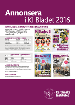 utgivningsplanen för KI Bladet 2016.