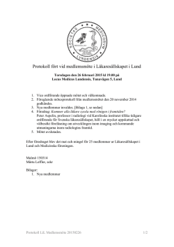 Medlemsmöte 20150226 - Läkaresällskapet i Lund