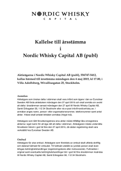 Kallelse till årsstämma i Nordic Whisky Capital AB (publ)