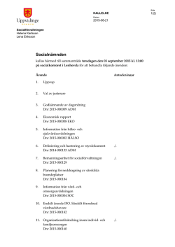 Kallelse till socialnämnden 2015-09-03