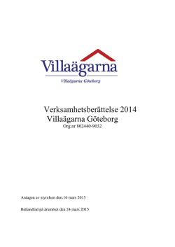 Verksamhetsberättelse 2014 Villaägarna Göteborg