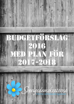 SD VGR Budget 2016-18 v4 - Västra Götalandsregionen