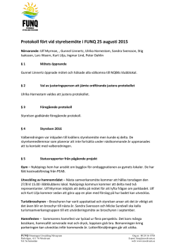 Protokoll fört vid styrelsemöte i FUNQ 25 augusti 2015