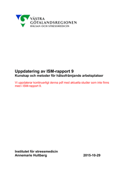 Uppdatering av ISM-rapport 9