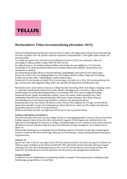 Marknadsbrev Tellus Investmentbolag (december 2015)