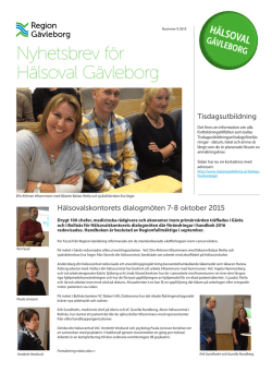 Hälsoval Gävleborg nyhetsbrev Nr 9 2015