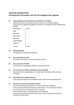 Upplands Bridgeförbund Protokoll fört vid årsmöte 2015-09