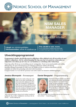 Innehåll NSM Sales Manager - Nordic School of Management