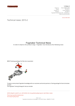 Fogmaker Technical News