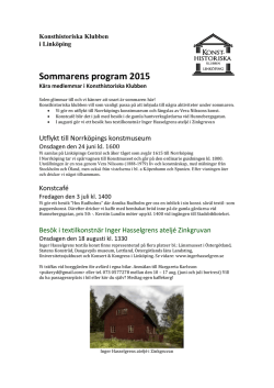 Program för sommaren 2015 - Konsthistoriska klubben i Linköping