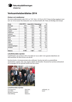Verksamhetsberättelse 2014 - Naturskyddsföreningen Dalarna