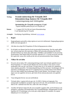 Svenskt mästerskap för Trissjolle 2015 Klassmästerskap Juniorer för