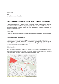 Stångåstadens informationsbrev september 2015