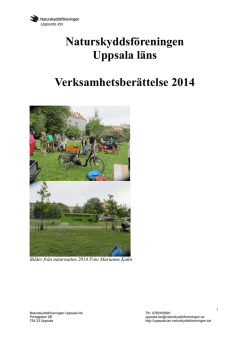 Verksamhetsberättelse 2014 - Naturskyddsföreningen Uppsala län
