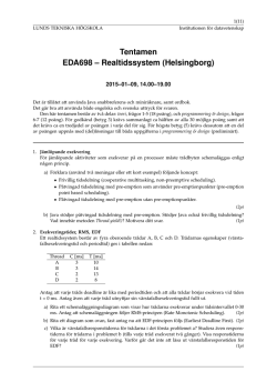 Tentamen EDA698 – Realtidssystem (Helsingborg)
