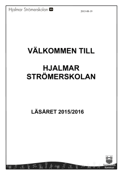 VÄLKOMMEN TILL - Hjalmar Strömerskolan