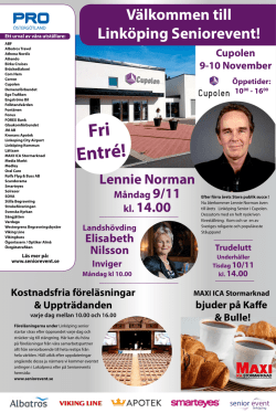 Annons för Linköping 9-10 november 2015