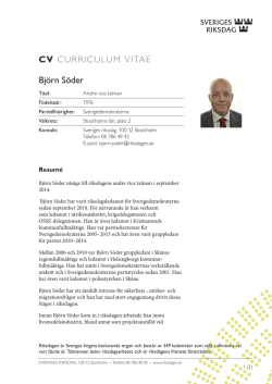 CV CURRICULUM VITAE Björn Söder
