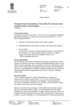 Förslag till beslut, remiss och sändlista Umeälvens delta