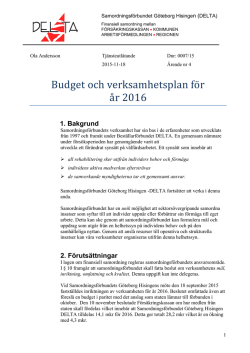 Budget 2016 - Samordningsförbundet Göteborg Hisingen