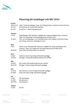 Planering för landslaget och NEC 2016
