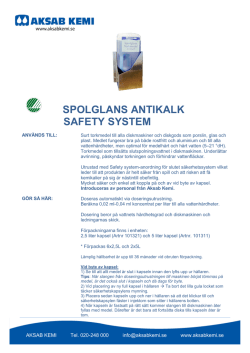 Produktblad Spolglans Antikalk Safety system
