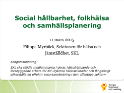 Varför social hållbarhet? - Sveriges Kommuner och Landsting