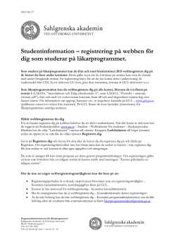 Info webbregistrering läkarprogrammet HT 2014 - GUL