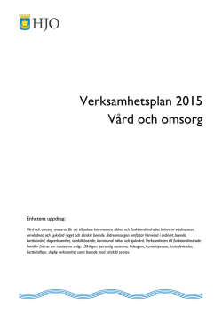 Vård och omsorgs verksamhetsplan 2015