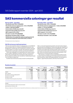 SAS kommersiella satsningar ger resultat