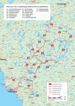 Karta över våra 12 cykelslingor, länkar och de två cykellederna.