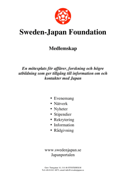Sweden-Japan Foundation Medlemskap En mötesplats för affärer