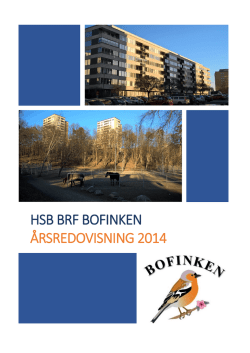 HSB BRF BOFINKEN ÅRSREDOVISNING 2014