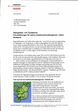 Skrivelse till Trafikverket - Regionförbundet i Kalmar län