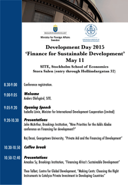 Development Day 2015 `Finance for Sustainable Development` May