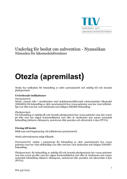 Underlag för beslut om subvention - Otezla