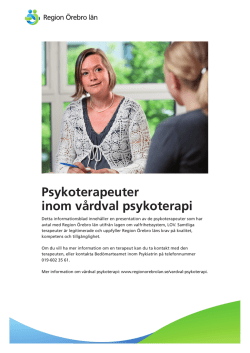 Psykoterapeuter inom vårdval psykoterapi