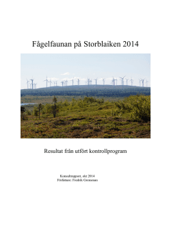 Rapport egenkontrollprogram Fågelfauna 2014