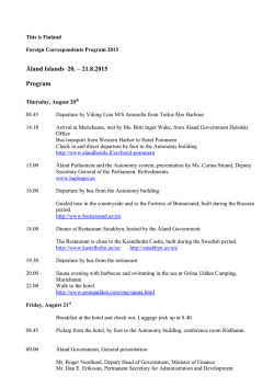 Åland Islands 20. – 21.8.2015 Program
