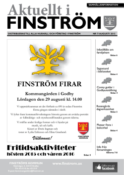 Aktuellt i Finström augusti 2015