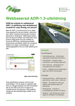 Webbaserad ADR-1.3-utbildning