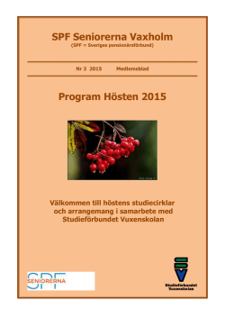 SPF Seniorerna Vaxholm Program Hösten 2015