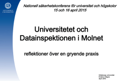 Universitetet och Datainspektionen i Molnet. Reflektioner över